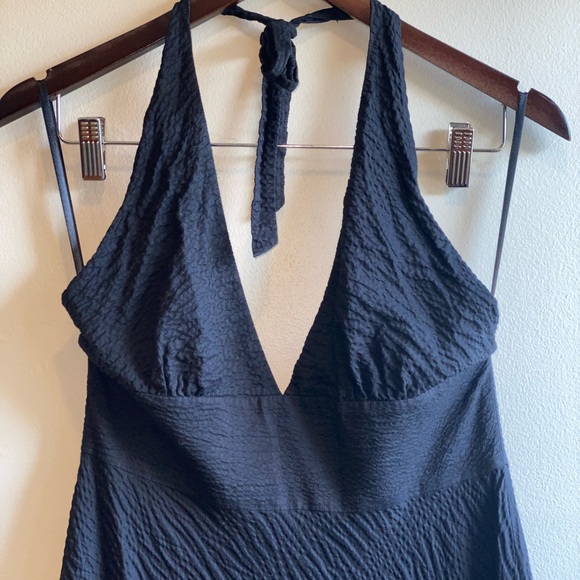 J. Crew Cotton Halter Fit and Flare Black Midi Dress Size 8 - Picture 3 of 6